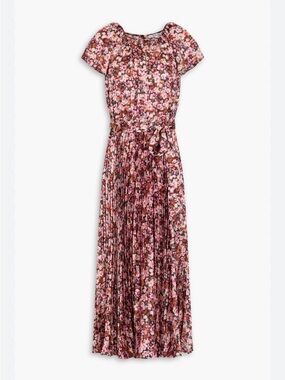 Derek Lam 10 Crosby Demetria Floral Pleated Flutter Sleeve Midi Dress